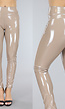 Taupe PVC Legging met Stiksels