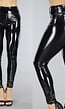 Zwarte PVC Legging met Stiksels
