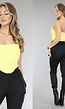 Butter Yellow Mesh Korset Top  met Gedrapeerd Detail