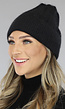 Zwarte Beanie met Kabelpatroon