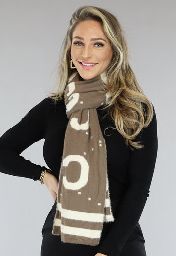 OP=OP! Taupe/Beige Sjaal met CC Print