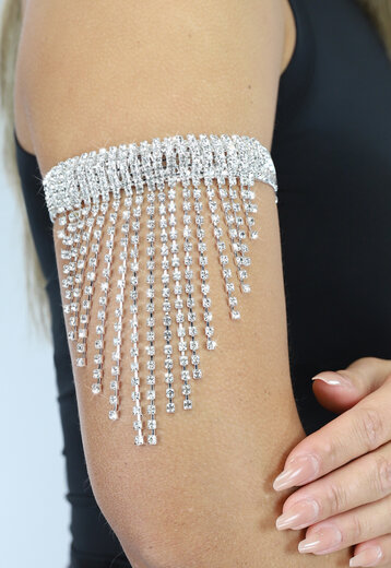 Zilveren Waterval Strass Armsieraad