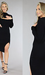 Zwarte Grove Rib Jurk met Cutout