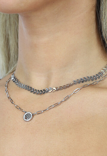 Zilveren Stainless steel Ketting met Wensboompje