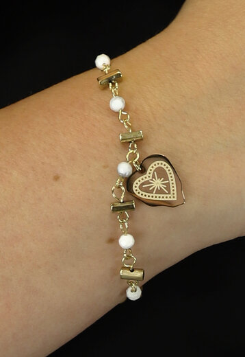 BF2023 Gouden Armband met Witte Steentjes