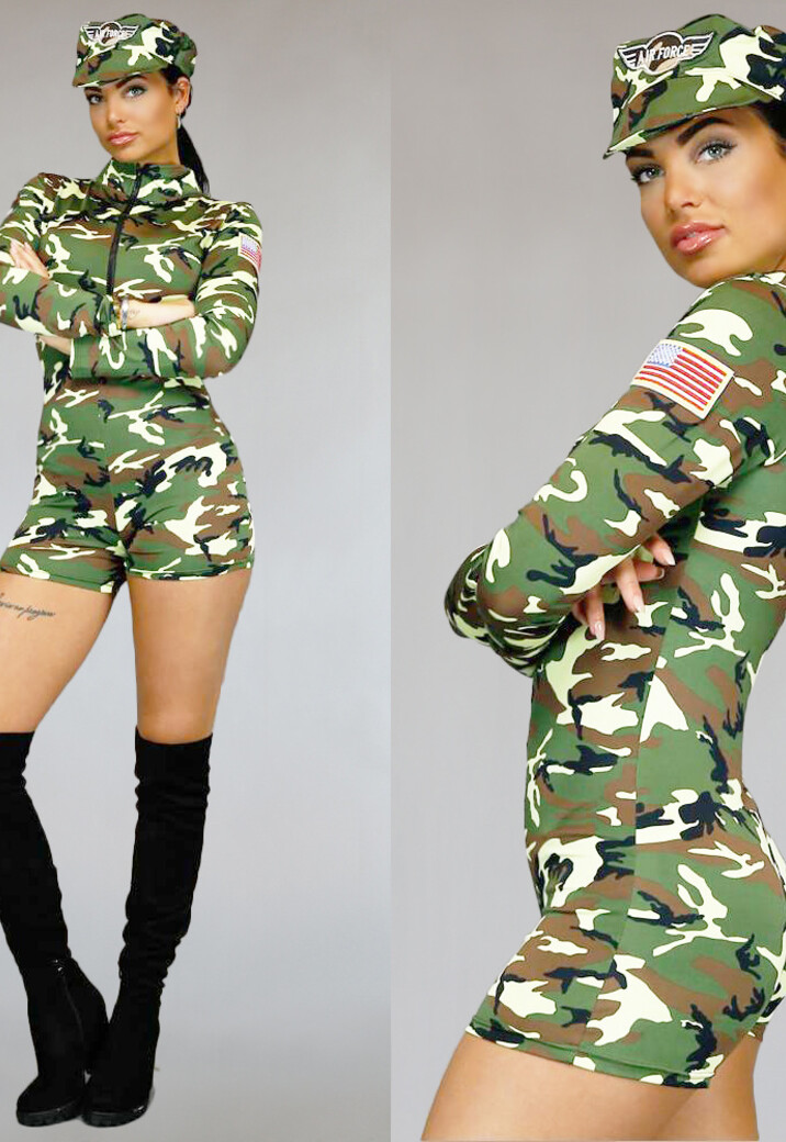 Vrouwelijk Army Leger Playsuit Kostuum