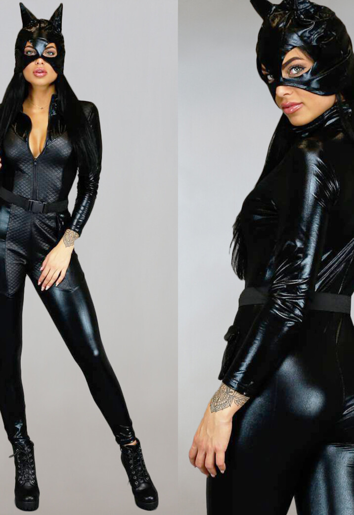 Lederlook Zwarte Kat Kostuum