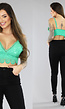 Groene Gehaakte Crop Top met Borduursels