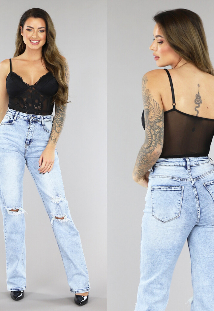 Zwarte Bodysuit met Kanten Details