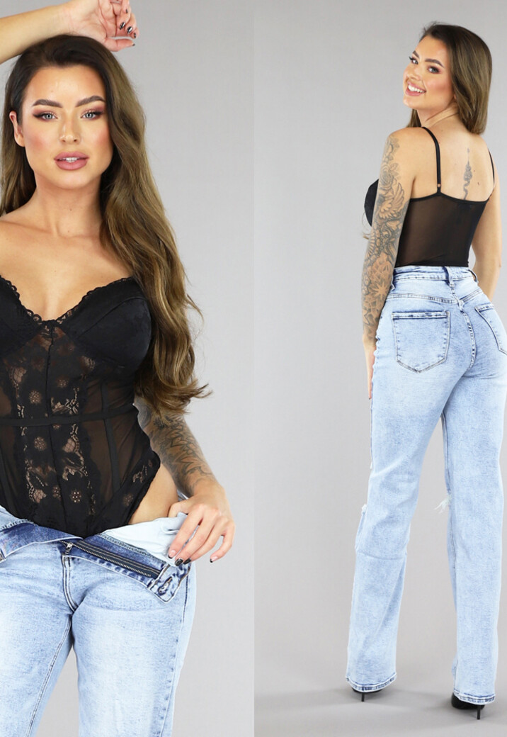 Zwarte Bodysuit met Kanten Details