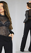 Zwarte Sparkle Mesh Bodysuit met Hoge Hals