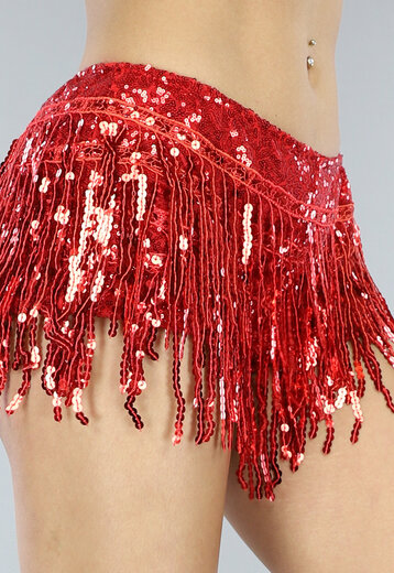 BF2023 Rode Glitter Fringe Short