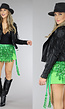 Groen Glitter Omslag Rokje met Pailletten Fringe