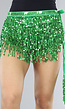 Groen Glitter Omslag Rokje met Pailletten Fringe