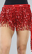 Rood Glitter Omslag Rokje met Pailletten Fringe