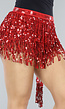 Rood Glitter Omslag Rokje met Pailletten Fringe