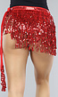 Rood Glitter Omslag Rokje met Pailletten Fringe