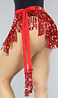 Rood Glitter Omslag Rokje met Pailletten Fringe