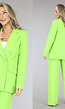 Lime Groene Halflange Oversized Blazer met Lime Groene Knopen