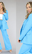 Blauwe Halflange Oversized Blazer met Blauwe Knopen