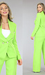 Lime Groene Getailleerde Blazer met Gouden Buttons