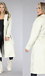 Beige Lederlook Trenchcoat met Knoopsluiting