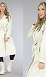 Beige Lederlook Trenchcoat met Knoopsluiting