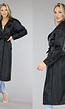 Zwarte Lederlook Trenchcoat met Knoopsluiting