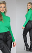 Groene Rib Bodysuit met Hoge Hals