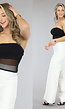 Zwarte Strapless Crop Top met Mesh