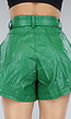 Groene Lederlook Paperbag Short met Riempje