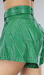 Groene Lederlook Paperbag Short met Riempje
