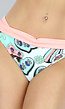 Zalm Geplooide Push-Up Beugel Bikini met Paisley Print