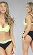 Geplooide Push-Up Beugel Bikini Neon Geel