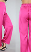 Fuchsia Satijnen Wide Leg Broek met Elastische Tailleband