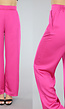 Fuchsia Satijnen Wide Leg Broek met Elastische Tailleband