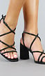 Zwarte Strappy Sandaletten  met Retro Hak