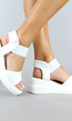 Witte Basic Sandalen met Sleehak