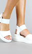 Witte Basic Sandalen met Sleehak