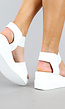 Witte Basic Sandalen met Sleehak