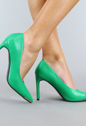 BF2023 Groene Lederlook Pumps