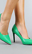 Groene Lederlook Pumps met Gouden Detail