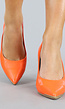 Oranje Lederlook Pumps met Gouden Detail