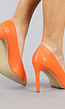 Oranje Lederlook Pumps met Gouden Detail