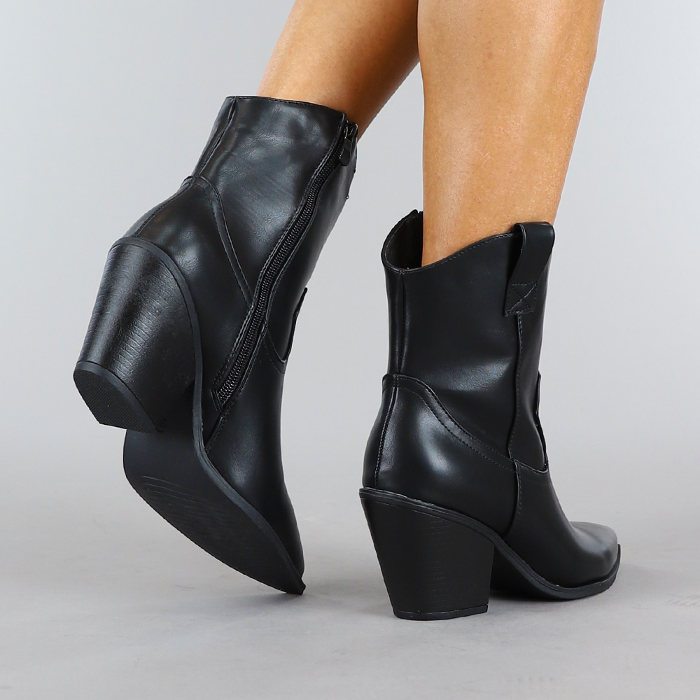 Korte Laarsjes Blokhak Laarsjes Dames Enkellaarsjes Zwarte