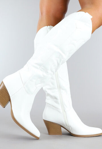 OP=OP! Witte Hoge Cowboy Boots