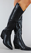 Zwarte Hoge Cowboy Boots met Stiksels