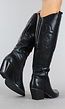 Zwarte Hoge Cowboy Boots met Stiksels