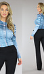 Longsleeve Shirt met Denim Look en Ronde Kraag