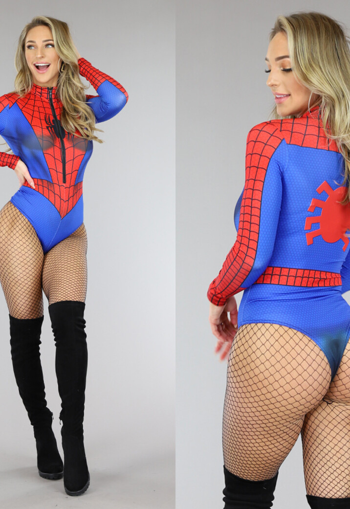Elastische Longsleeve Spiderman Bodysuit